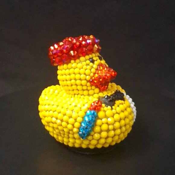 Bedazzled Artist Rubber Duck, Bling Artist Duck, Unique Fun Gift - Picture 7 of 8